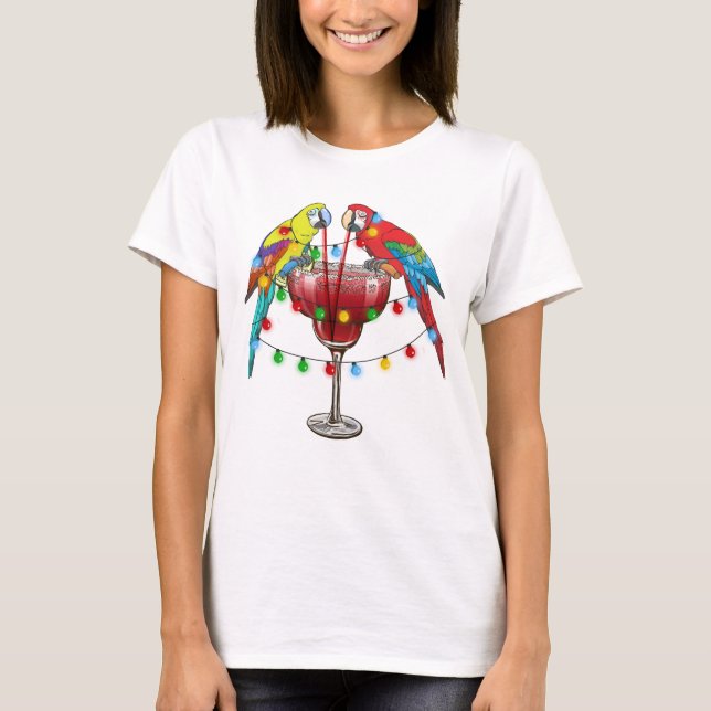 Camiseta Macaws tropicales bebiendo vino (Anverso)