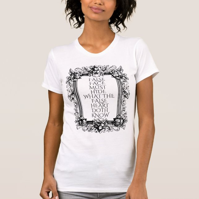 Camiseta Macbeth Quote Art - "La cara falsa debe esconderse (Anverso)
