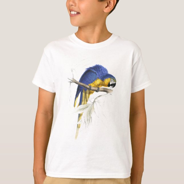 Camiseta Maccaw azul y amarillo de Edward Lear (Anverso)