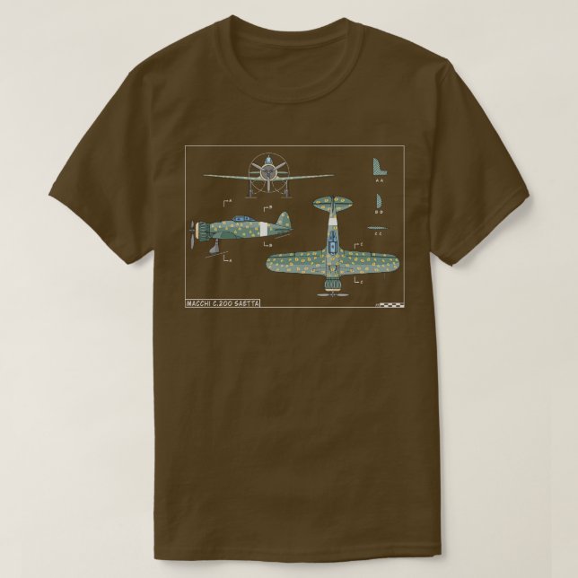 Camiseta Macchi C200 Saetta Aeronaves italianas de combate  (Diseño del anverso)