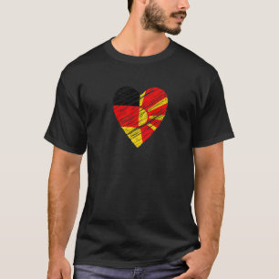 Camiseta Macedonia Alemania Corazón Bandera Alemana Fla Mac