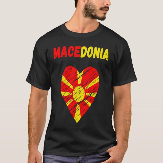 Camiseta Macedonia Flag Holiday Macedonia Heart Macedonian  (Anverso)