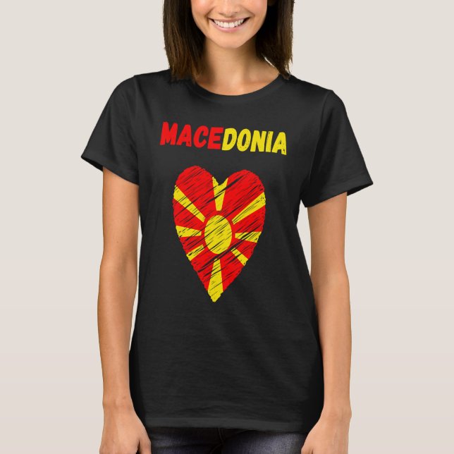 Camiseta Macedonia Flag Holiday Macedonia Heart Macedonian  (Anverso)