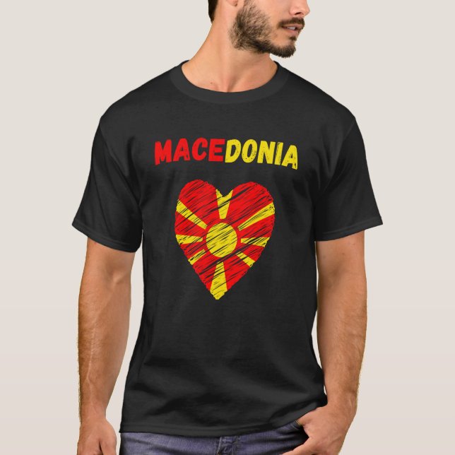 Camiseta Macedonia Flag Holiday Macedonia Heart Macedonian  (Anverso)