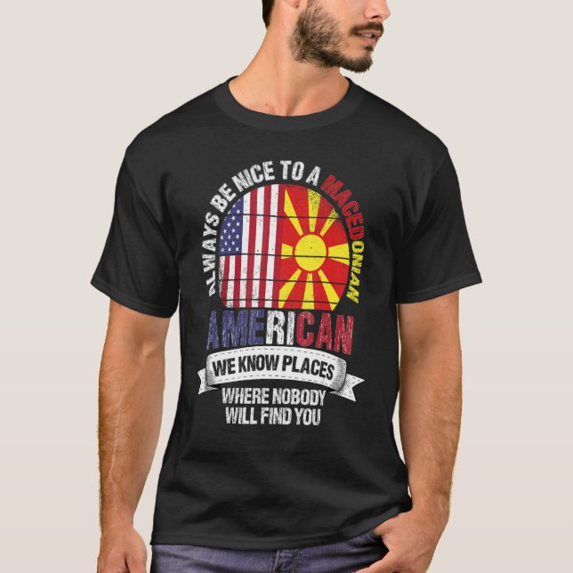 Camiseta Macedonio-norteamericano conocemos lugares donde M (Anverso)