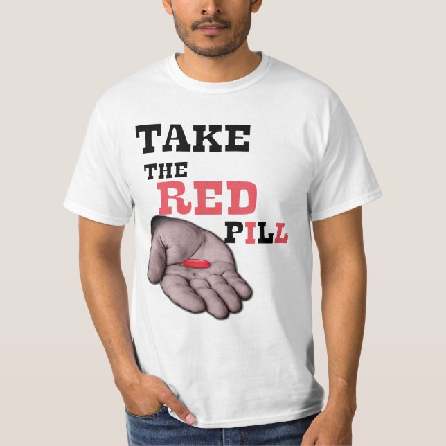 Camiseta macho alfa TOMAR LA PILA ROJA (Anverso)