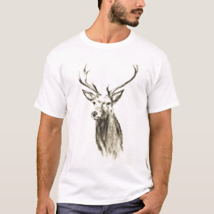 Camiseta Macho o reno blanco y negro de los ciervos con las