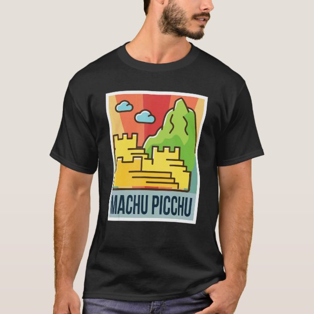 Camiseta Machu Picchu, ciudad arruinada por Inca, Montañas  (Anverso)