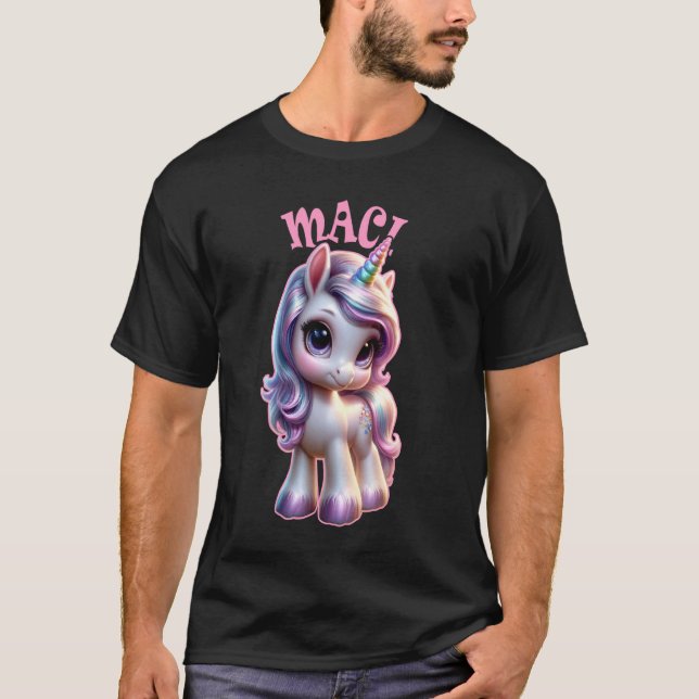 Camiseta Maci Diseño de unicornio mate para Chicas Maci (Anverso)