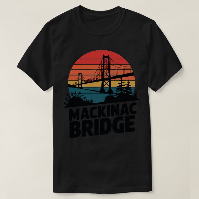Camiseta Mackinac Bridge Retro TShirt (Diseño del anverso)