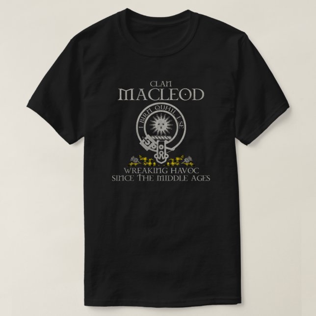 Camiseta MacLeod de Lewis Clan escudo Scottish apellido tar (Diseño del anverso)