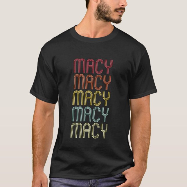 Camiseta Macy Retro Wordmark Pattern Vintage Personalizado  (Anverso)