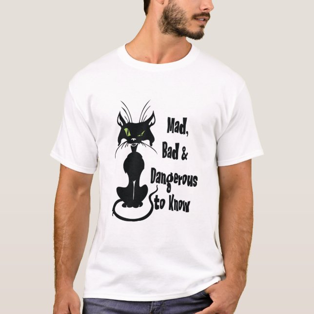 Camiseta Mad, malos y peligrosos, gato negro (Anverso)