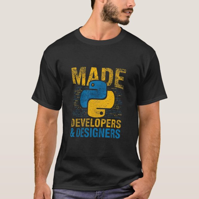 Camiseta Made for Developers & Designers – Python Programin (Anverso)