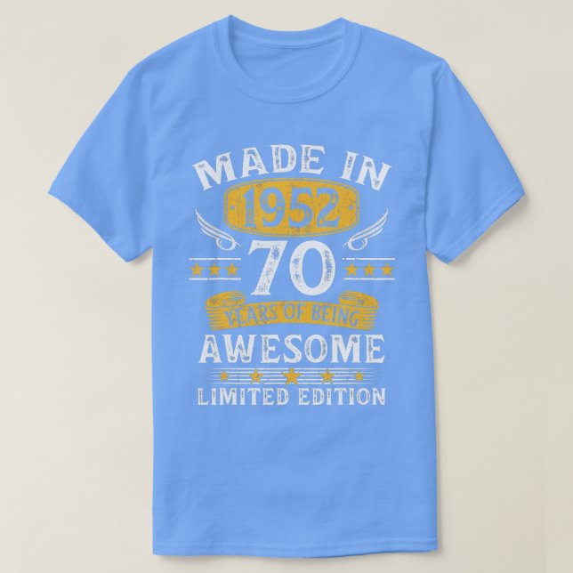 Camiseta Made In 1952 70 Years Old Gifts 70th Birthday Gift (Diseño del anverso)