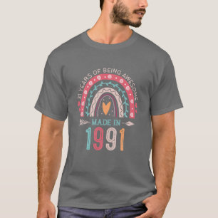 Camiseta Made In 1991 31 Year Old Rainbow 31St Birthday Gif