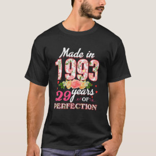 Camiseta Made In 1993 Floral 29 Year Old 29Th Birthday Gift