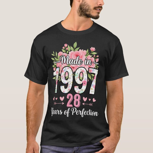 Camiseta Made In 1997 Floral 28th Birthday Women 28 Years O (Anverso)
