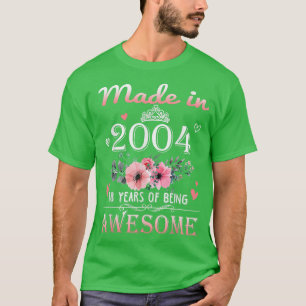 Camiseta Made In 2004 Floral 18 Year Old 18th Birthday Gift