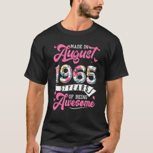 Camiseta Made In August 1965 Floral 57 Year Old 57th Birthd