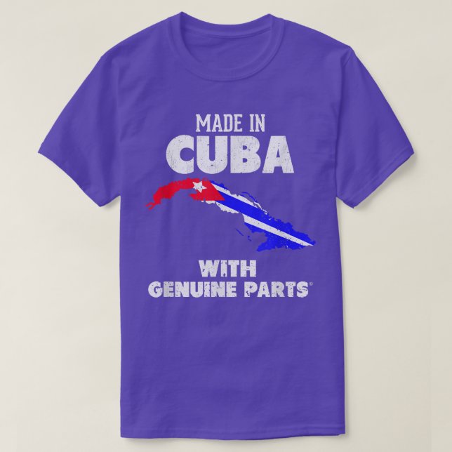 Camiseta Made in Cuba with Genuine Parts! Cuban Pride  (Diseño del anverso)