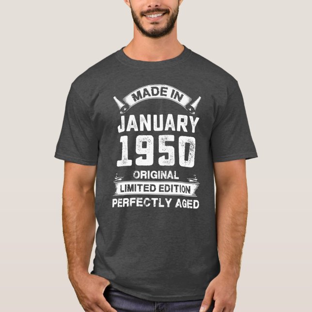 Camiseta Made In January 1950 Birthday Gifts For 70 Years g (Anverso)