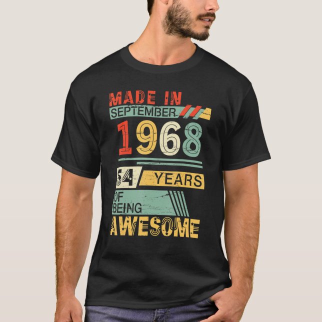 Camiseta Made In Sept 1968 Happy Birthday 54 Years Of Being (Anverso)