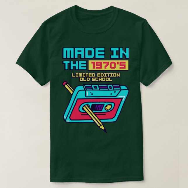 Camiseta Made in the 1970s Retro Cassette Tape (Diseño del anverso)