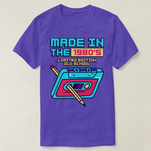 Camiseta Made in the 1980s Retro Cassette Tape (Diseño del anverso)