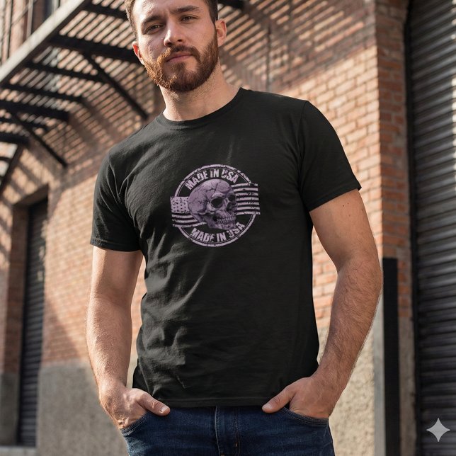 Camiseta Made in USA Distressed Purple Skull  Men's T-Shirt (Subido por el creador)