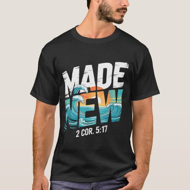 Camiseta Made New Baptism Shirt Christian Shirts For Youth  (Anverso)