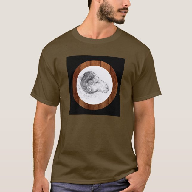 Camiseta Madera Año Ram Chino Zodiaco Hombres Tee 1 (Anverso)