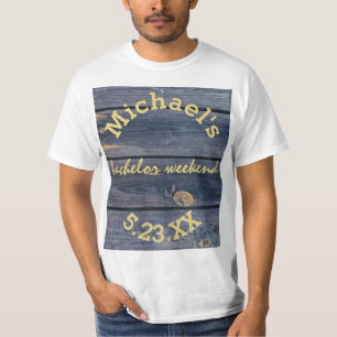 Camiseta Madera Azul Rústica Monograma de Fin de Semana d
