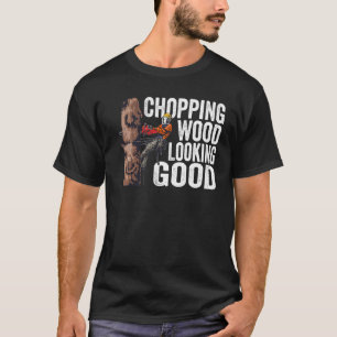 Camiseta Madera de corte de madera con aspecto de buen leña