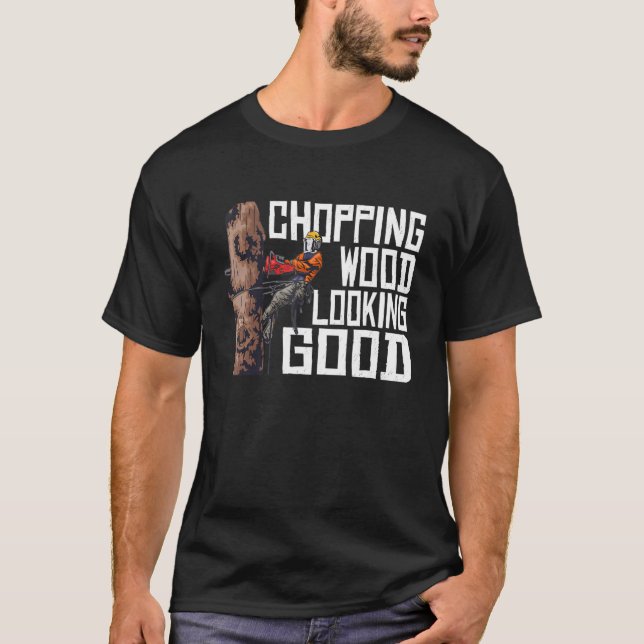 Camiseta Madera de corte de madera con aspecto de buen leña (Anverso)