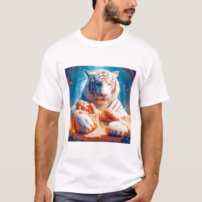 Camiseta Madera majestuosa: Princesa y Tigre Blanco (Anverso)
