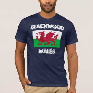 Camiseta Madera negra, Gales con bandera galesa