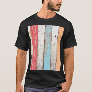 Camiseta Madera Vintage: Textura Cruzada Multicolores.