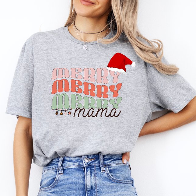 Camiseta Madera virgen mamá Navidad moderna Madres retro ma (Merry Mother Christmas Shirt)