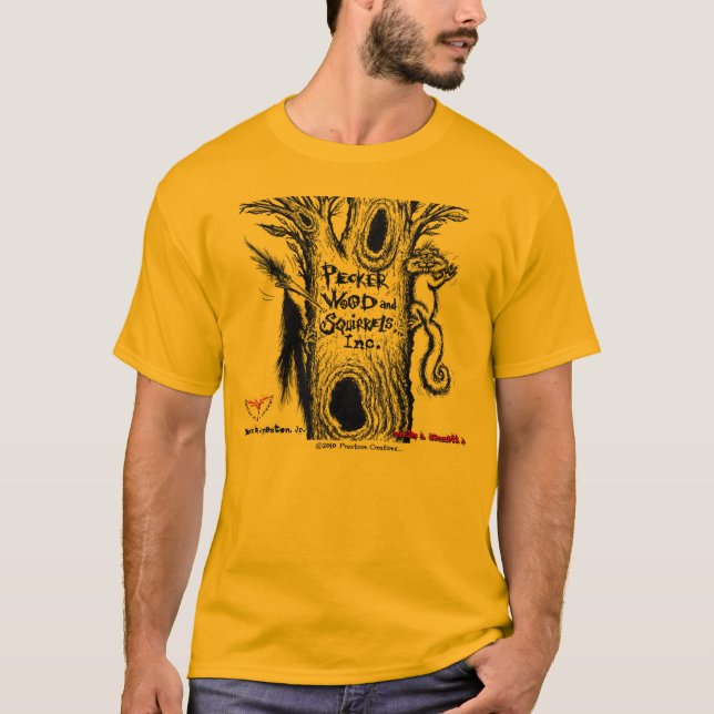 Camiseta Madera y Squirrels, Inc. del picoteador (Anverso)