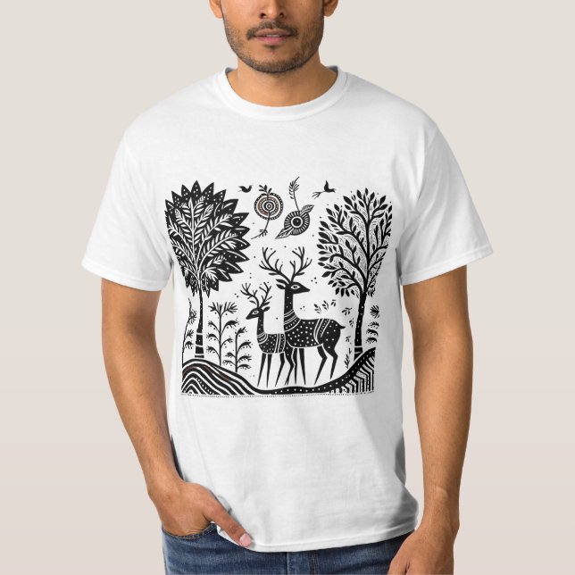 Camiseta Madhubani deer (Anverso)