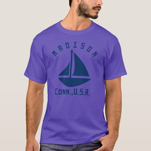 Camiseta Madison Connecticut Sailing Boating Navy Blue Text (Anverso)