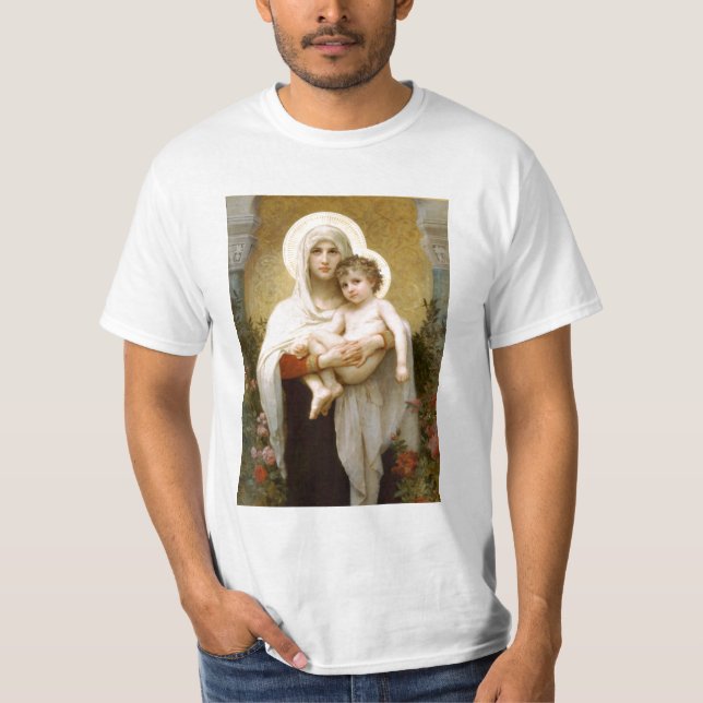 Camiseta Madonna de los rosas y del niño infantil Jesús (Anverso)