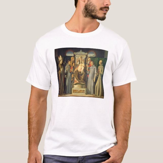 Camiseta Madonna Enthroned, 1480 (el aceite en el panel) (Anverso)