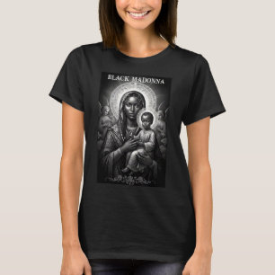 Camiseta Madonna Negra Madre e Hijo Cristiano Bla