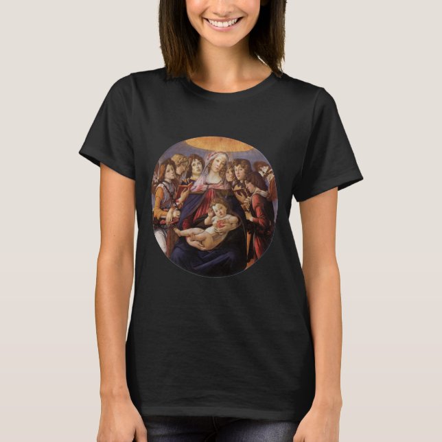 Camiseta Madonna y niño con ángeles por Sandro Botticelli (Anverso)