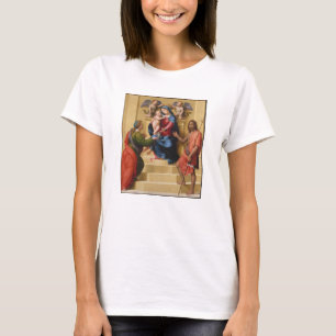 Camiseta Madonna y niño Enthroned con Santa María