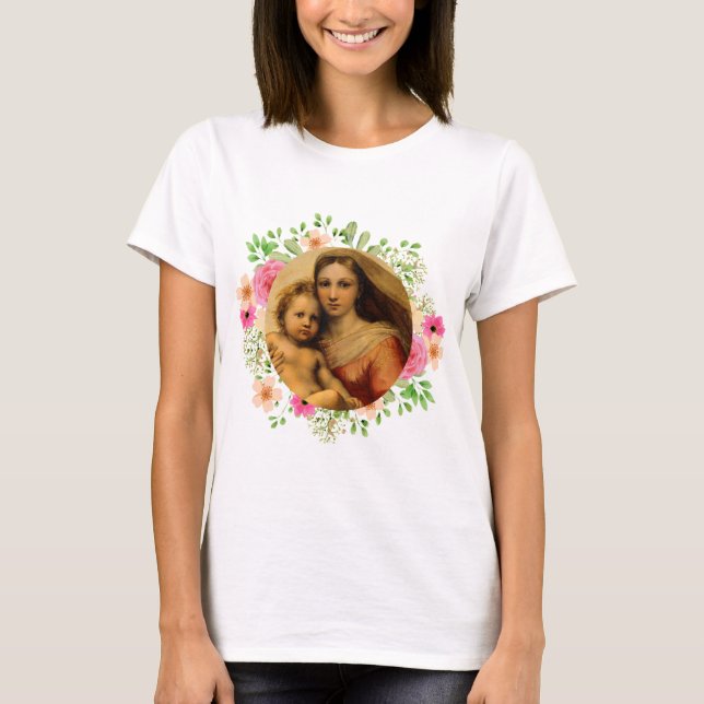 Camiseta Madonna y Sistine infantil por Rafael (Anverso)