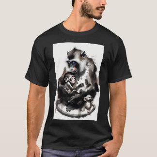 Camiseta Madre artística y cría de mono Ilustración de lava