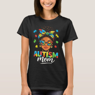 Camiseta madre autismo moño desordenado mujeres negras mund